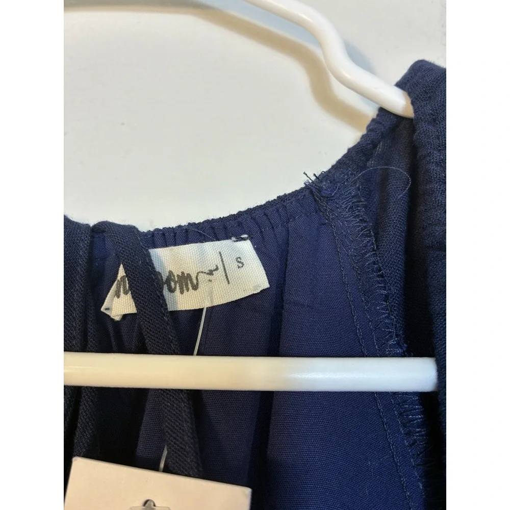 New Baltic Born Tired Long Sleeve Maxi Dress Square Neck Line Sz Small Navy Blue